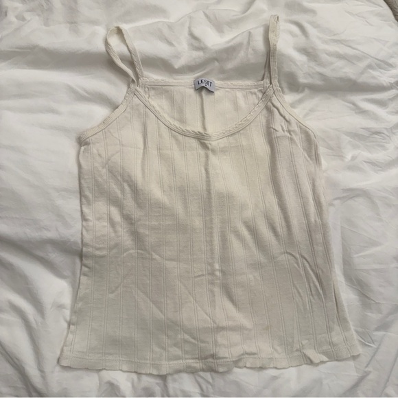 LESET Cream Ribbed Top - Picture 2 of 3